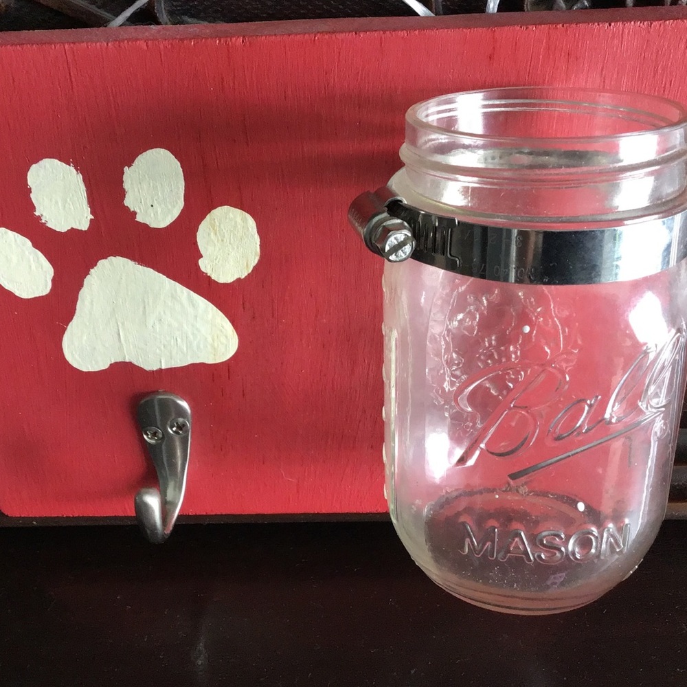 Dog Treat Leash Holder Red Wall Decor